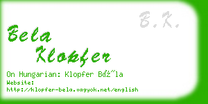 bela klopfer business card